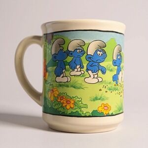 Vintage Smurfs Ceramic Mug Jokey 1596 Wallace Berrie 1982 Collectible